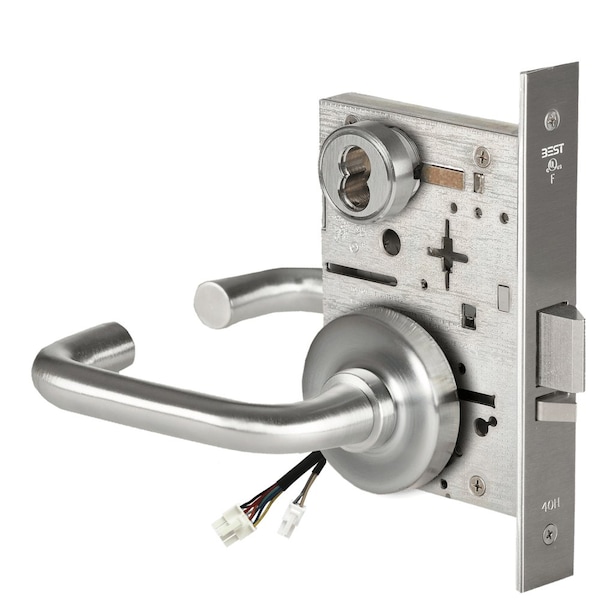 Best Fail Secure, 24V, Electrified Mortise Lock, 3 Lever, R Rose, Request to Exit, Satin Chrome 45HW7DEU3R626RQE - main